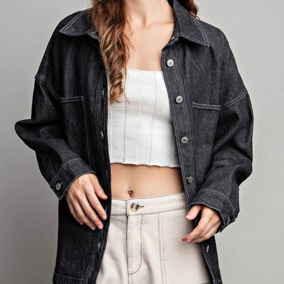 NWT Mineral Washed Denim Jean Jacket - Picture 4 of 7